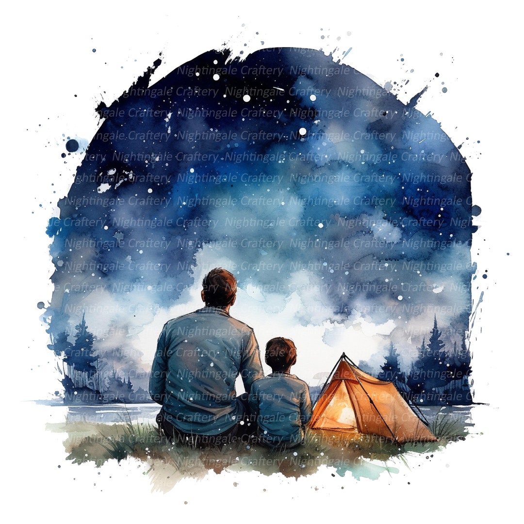 12 Dad and Son Clipart, Starry Night Clipart, Father and Son, Printable ...