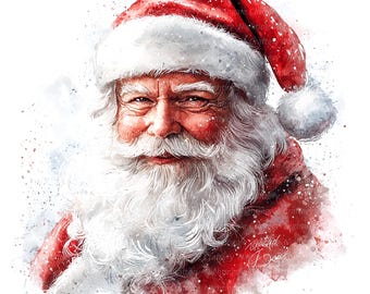 9 Christmas Santa Claus Clipart Set 2, Printable Watercolor clipart, High Quality PNG/JPGs, Digital download, Paper craft, junk journal
