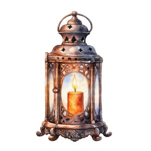 20 Candle Lantern Clipart, Printable Watercolor clipart, High Quality JPGs, Digital download, High Resolution, Paper craft, junk journals
