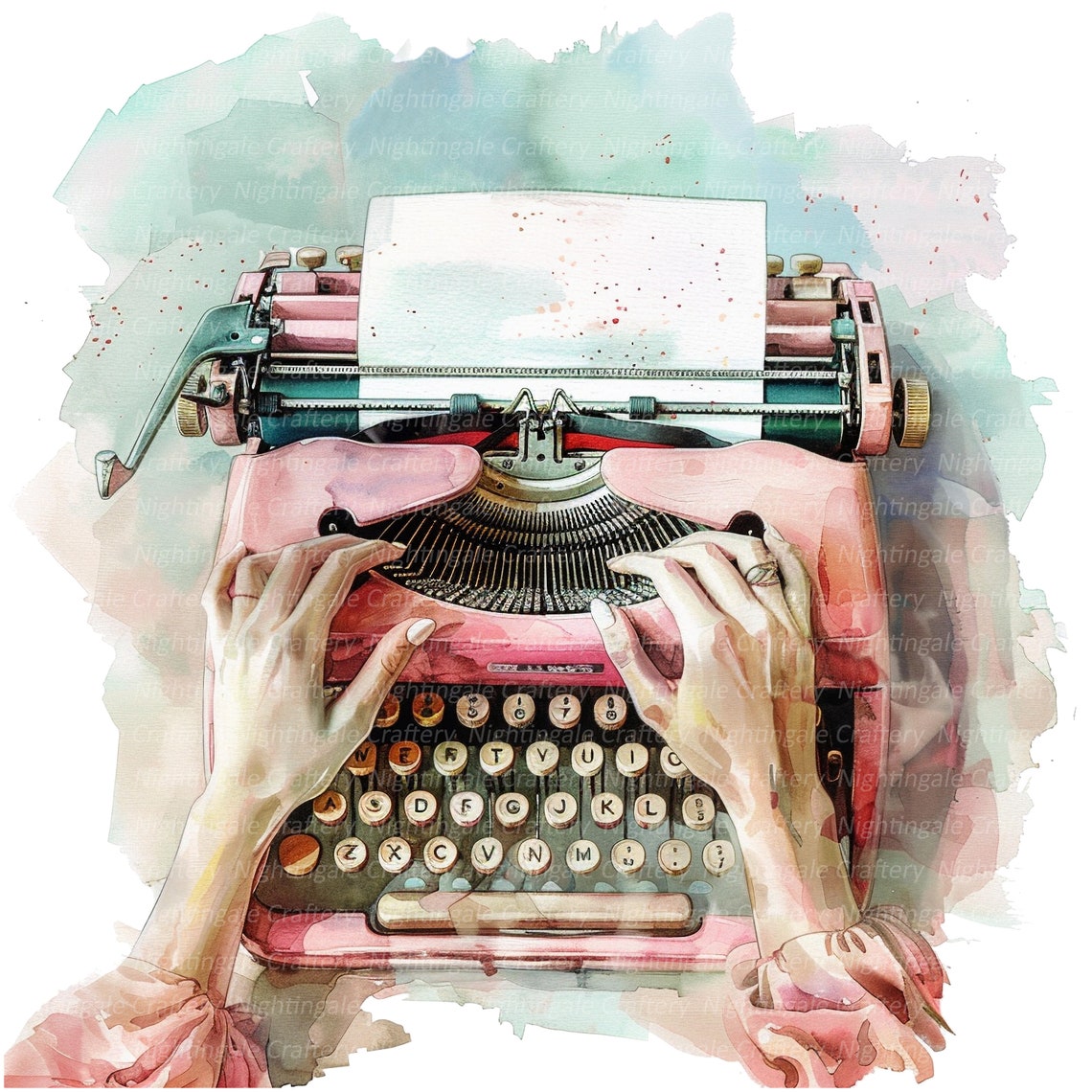 Writer Hand For Design 12 Writer Hands Clipart, Typewriter Clipart, Printable Watercolor ...
