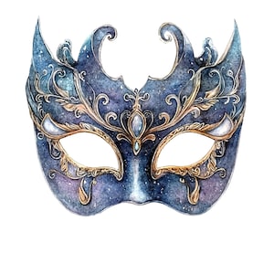 14 astrologische masker clipart, carnaval masker, afdrukbare aquarel clipart, hoge kwaliteit jpg's, digitale download, masker ephemera, junk journal