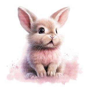 12 Hyperrealistic Fluffy Bunny Clipart, Printable Watercolor Clipart ...