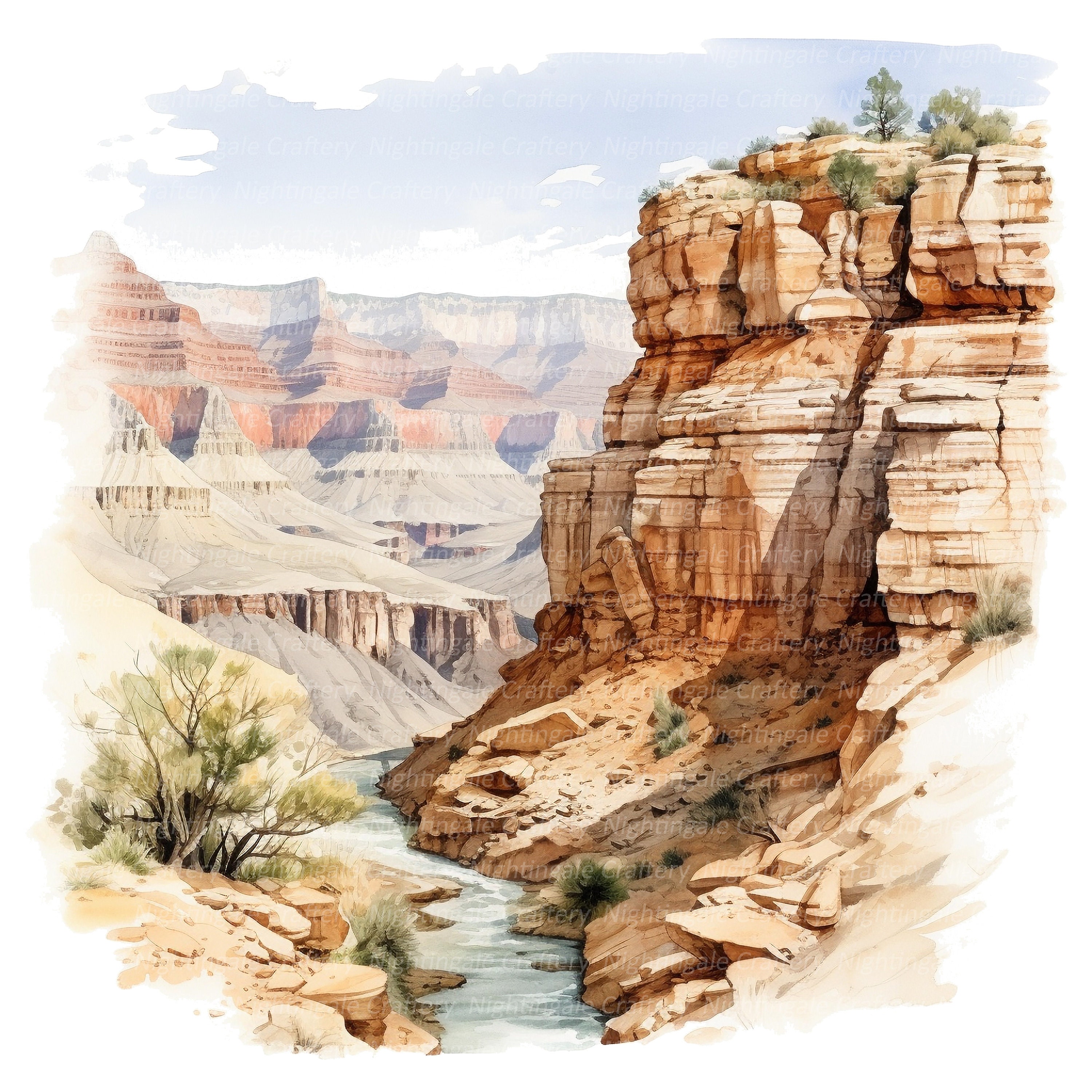 10 Grand Canyon Landscape Clipart, Printable Watercolor Clipart, High ...