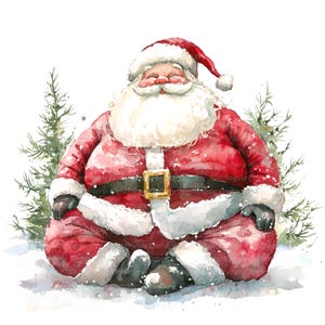 10 cliparts drôles de père Noël, gros père Noël, clipart aquarelle imprimable, fichiers JPG de haute qualité, téléchargement numérique, créations en papier, journal indésirable