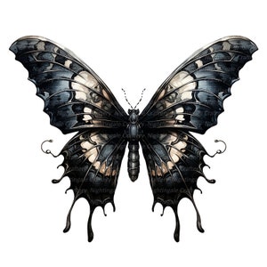 12 schwarz Schmetterling Clipart, druckbare Aquarell Clipart, hochwertige PNGs, digitaler Download, hohe Auflösung, Papiermodelle, Junk Journals