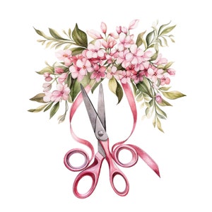 10 Vintage Floral Scissors Clipart Printable Watercolor - Etsy