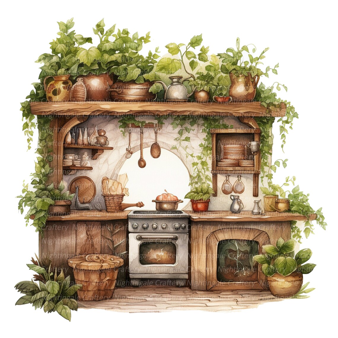 12 Fairy Kitchen Clipart, Printable Watercolor Clipart, 12 High Quality ...