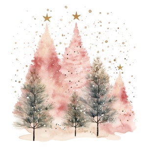 11 Christmas Card Clipart, Gold Glitter, Printable Watercolor clipart, High Quality JPG, Digital download, Paper craft, junk journal image 4