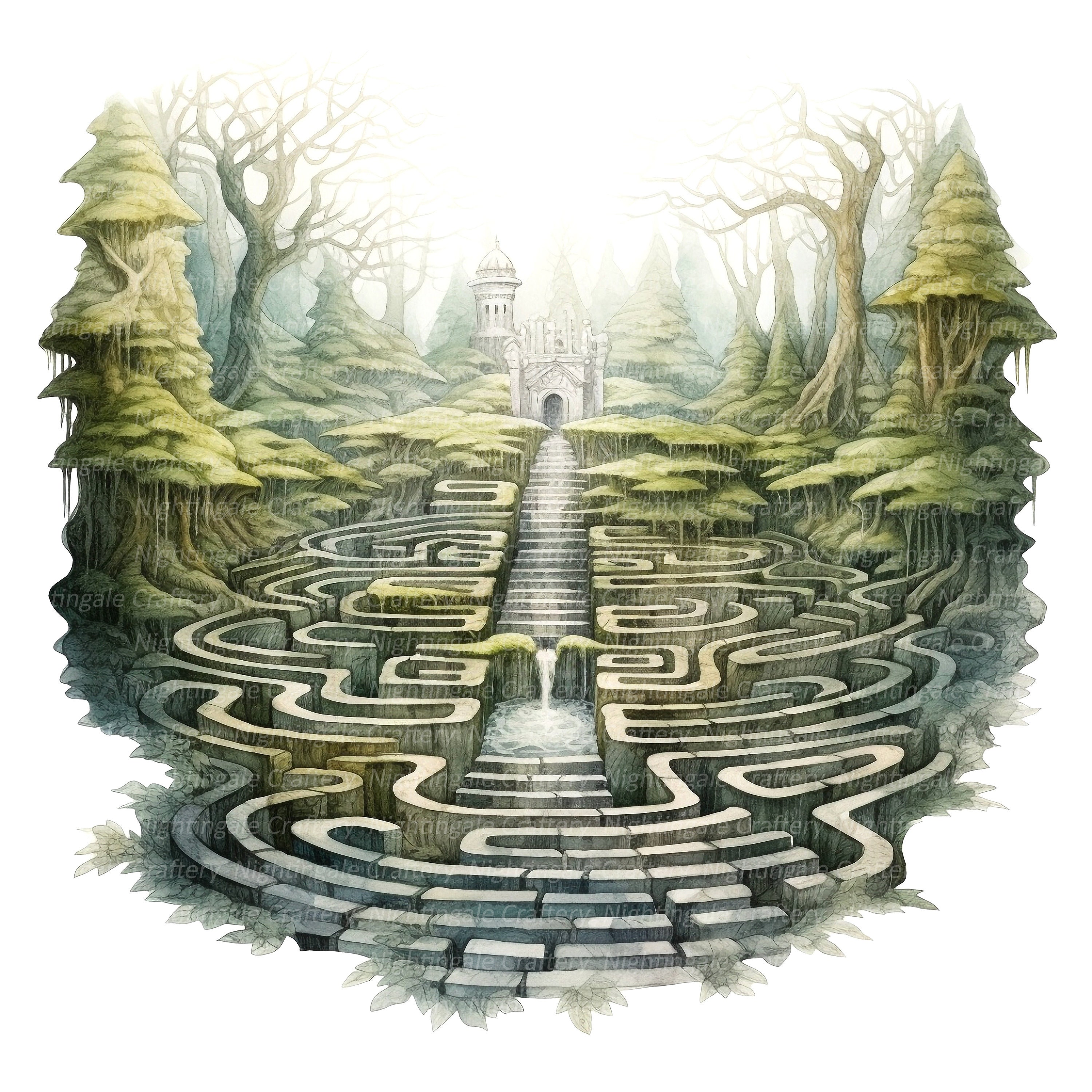 Fiary Labryinth 10 Labyrinth Clipart, Antique Labyrinth, Fairy Labyrinth, Printable ...