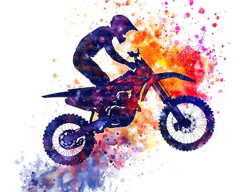 14 Clipart moto cross, motocross, moto, clipart aquarelle imprimable, fichiers JPG de haute qualité, téléchargement numérique, créations en papier, journal