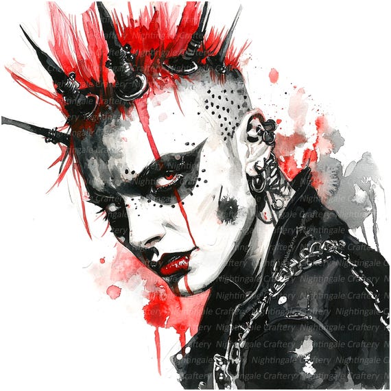 12 Punk Clipart, Abstract Punk, Monster, Poster, Printable