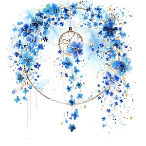 7 Clipart ne m'oubliez pas, attrape-rêves, clipart aquarelle imprimable, JPG/PNG de haute qualité, téléchargement numérique, créations en papier, journaux indésirables