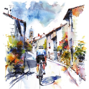 12 Clipart ciclistiche, Gara ciclistica, Ciclismo su strada, Clipart acquerello stampabile, JPG di alta qualità, Download digitale, Mestiere con la carta, Diario