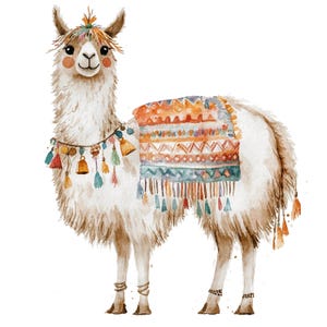 10 Lama Clipart, Lama, Rolig Lama, Utskrivbar Akvarell Clipart, Högkvalitativa JPG/PNG-bilder, Digital nedladdning, Hög upplösning, Papperspyssel bild 10