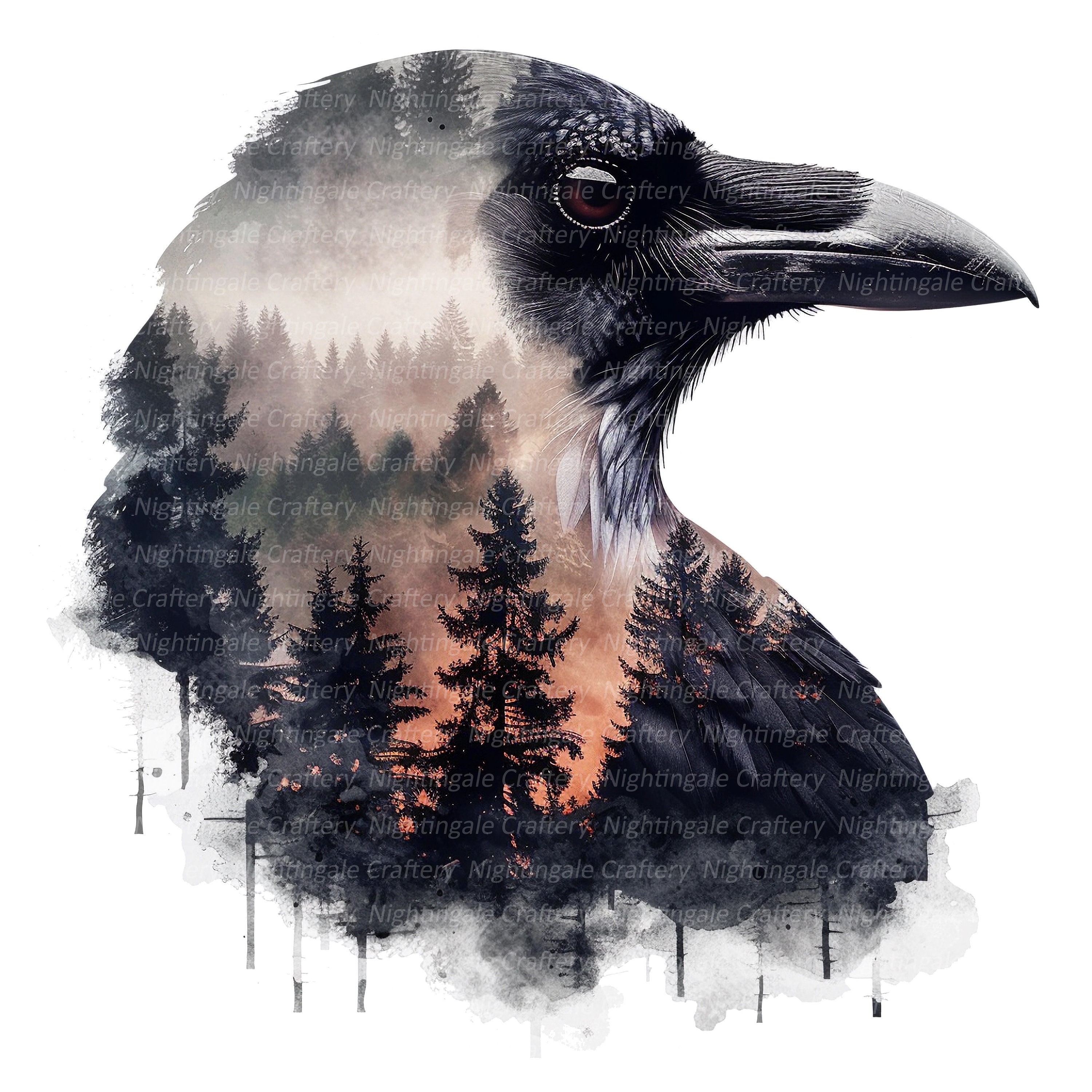 Crow drawing - Etsy 日本, image size:3000x3000