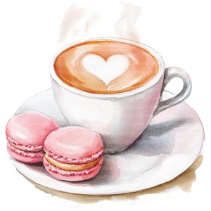 10 cliparts café romantique, clipart café, clipart aquarelle imprimable, fichiers JPG de haute qualité, téléchargement numérique, créations en papier, journaux indésirables