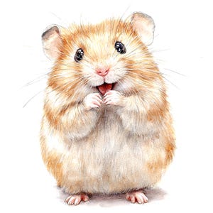 10 schattige hamster clipart, afdrukbare aquarel clipart, hoge kwaliteit JPG/PNG's, digitale download, kaarten maken, papier ambacht, junk tijdschriften