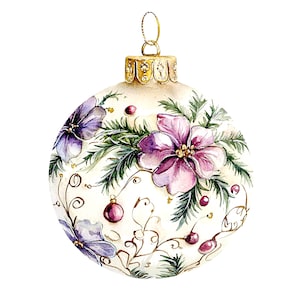 10 Victoriaanse kerstbal clipart, kerstbal clipart, afdrukbare aquarel clipart, hoge kwaliteit jpg's, digitale download, papierkunst