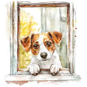 11 Clipart di cuccioli carini, Clipart di cani tristi, Clipart di acquerelli stampabili, JPG di alta qualità, Download digitale, Carta artigianale, diari spazzatura