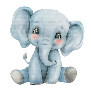 10 Clipart di elefanti dei cartoni animati, elefantino, clipart di acquerelli stampabili, JPG di alta qualità, download digitale, lavoretti di carta, diario di scarto