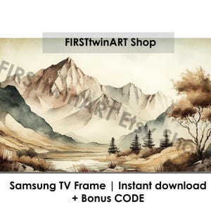 Samsung Frame TV Art | Mountain Landscape | Digital Watercolor Painting | Calm Vintage Colors Morning View | Tatra Fall FIRSTtwinART no0918