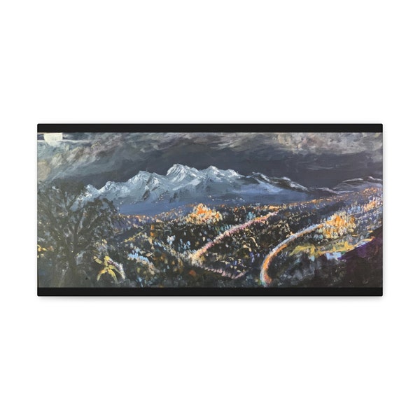 Nightscape of Kathmandu Valley - Nepal: Canvas gallery print of an original painting