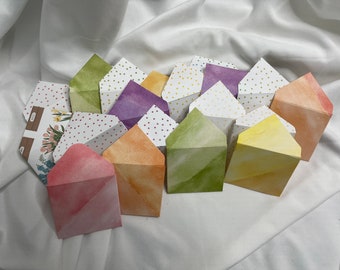 Tiny Love Notes – Watercolor Envelopes for Lunch Box (Set of 20)