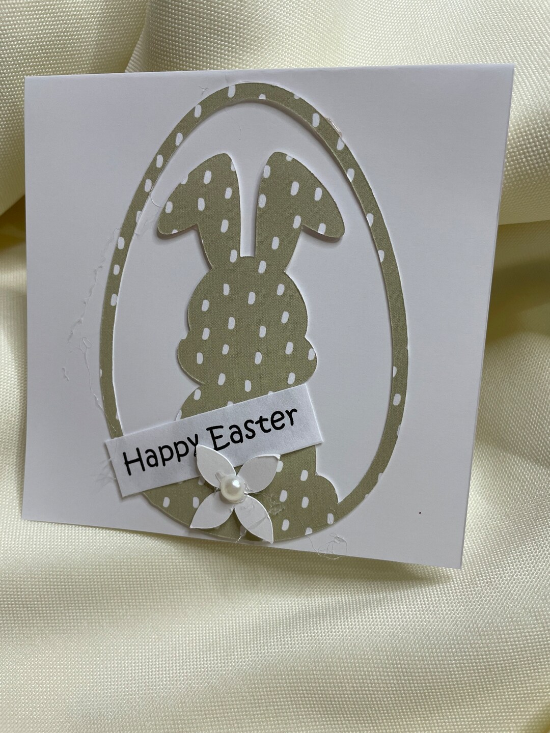 Handmade Easter Bunny Greeting Card With Pearl - Etsy