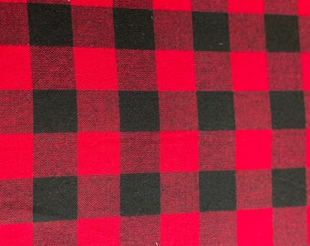 Holiday Fabric -  Fabric by the yard Red & Black Plaid (This is Flannel)FREE SHOPPING BAG with each order