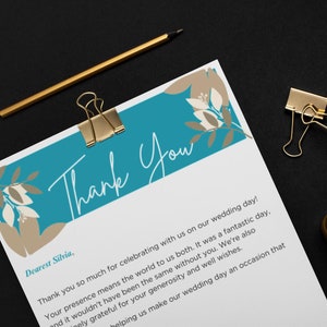 Membrete editable de agradecimiento para bodas, editar en Canva, membrete editable para bodas, membrete, plantilla editable, carta de agradecimiento