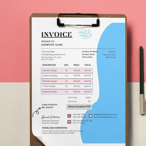 Digital Editable Invoice, Edit in Canva, Business Editable Invoice,Invoice Editable Template, Invoice Download