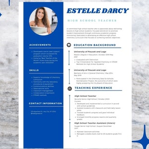 High School Teacher Resume Template with Photo, Professional Digital Resume, Canva Template Resume, Custom Resume for Professionals