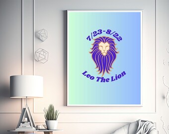 Digital Wall Art Zodiac Leo the Lion , Wall Art for Home Decor, Custom Wall Art, Printable Digital Wall Art, Art For Wall, Wall Art Gift