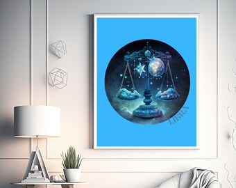 Digital Wall Art Zodiac Libra, Wall Art for Home Decor, Custom Wall Art, Printable Digital Wall Art, Art For Wall, Wall Art Gift
