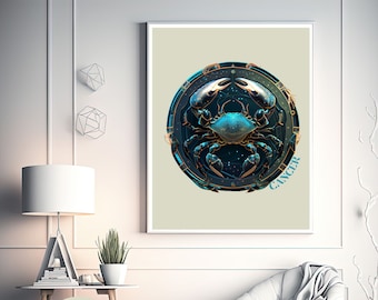 Digital Wall Art Zodiac Cancer, Wall Art for Home Decor, Custom Wall Art, Printable Digital Wall Art, Art For Wall, Wall Art Gift