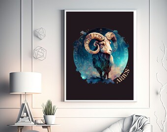Digital Wall Art Zodiac Aries, Wall Art for Home Decor, Custom Wall Art, Printable Digital Wall Art, Art For Wall, Wall Art Gift