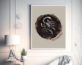 Digital Wall Art Zodiac "Scorpio" , Wall Art for Home Decor, Custom Wall Art, Printable Digital Wall Art, Art For Wall, Wall Art Gift