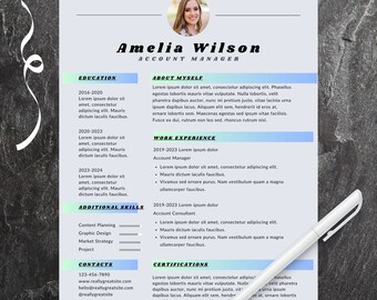 Account Manager Resume Template with Photo, Professional Digital Resume, Canva Template Resume, Custom Resume for Professionals