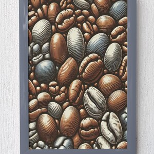 Coffee Bean Digital Prints – Vintage Coffee Lover Wall Art, Rustic Cafe Kitchen Decor, Digital Download, Retro Coffee Beans Illustration