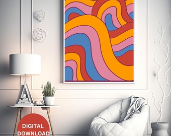 Digital Wall Art with "70s Colors" , Wall Art for Home Decor, Custom Wall Art, Printable Digital Wall Art, Art For Wall, Wall Art Gift