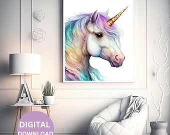 Digital Wall Art with "Unicorn" , Wall Art for Home Decor, Custom Wall Art, Printable Digital Wall Art, Art For Wall, Wall Art Gift