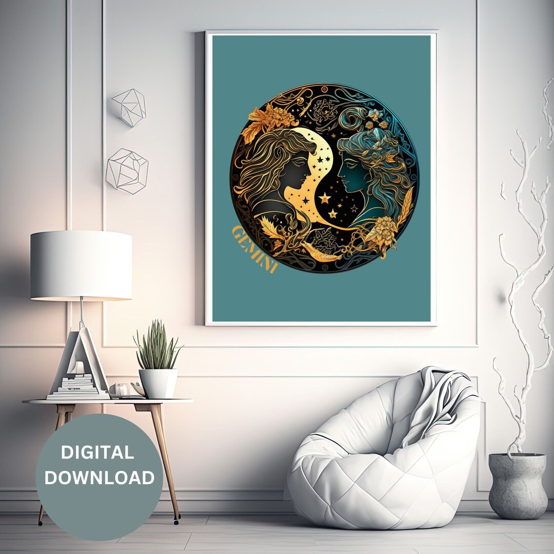 Digital Wall Art Zodiac Gemini , Wall Art for Home Decor, Custom Wall ...