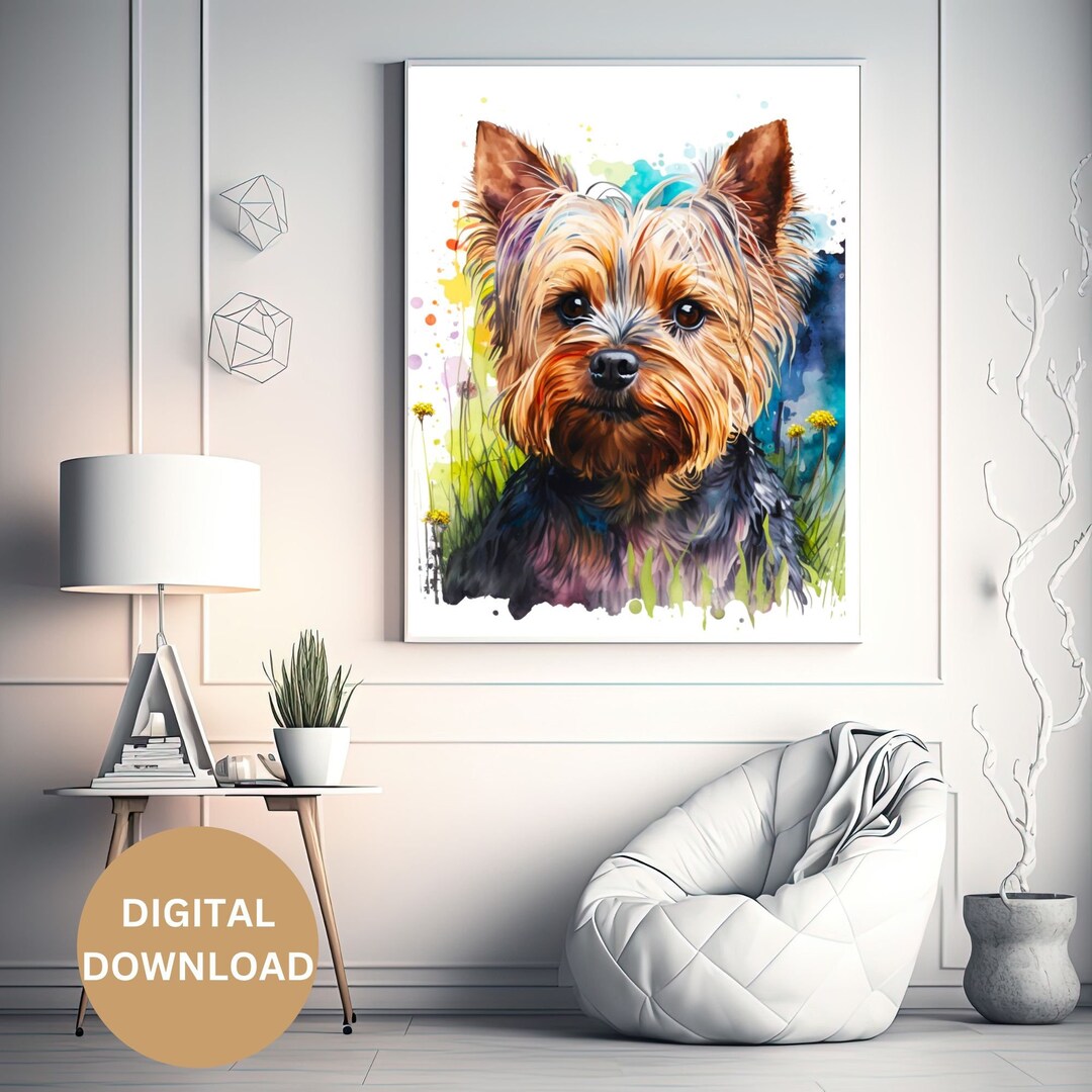 Digital Wall Art With terrier Dog , Wall Art for Home Decor, Custom