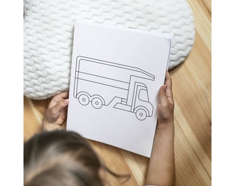Kids Digital Coloring Book With Vehicles, Downloadable Coloring Book, Coloring Book for Kids, Coloring Pages for Children, Home School Arts