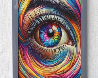Psychedelic Eye Digital Wall Art Print | Trippy Visionary Digital Download | Colorful Surreal Artwork | Bold Abstract Home Decor