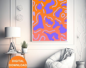 Digital Wall Art with "Orange and Purple " , Wall Art for Home Decor, Custom Wall Art, Printable Digital Wall Art, Art For Wall, Wall Art