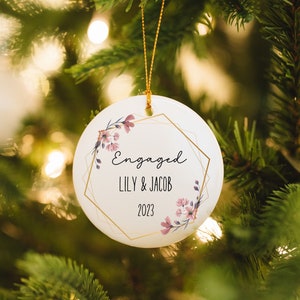 Engaged Christmas Ornament, Custom Engagement Keepsake, Engagement Gift Fiance, Personalized First Christmas Engaged,Engagement Announcement