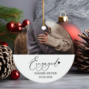 Décoration photo fiançailles premier Noël, décoration photo proposition de fiançailles personnalisée, cadeau de fiançailles personnalisé pour Noël
