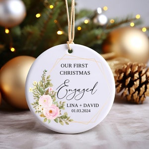 Engagement Christmas Ornament, Personalized First Christmas Keepsake, Engaged Christmas, Custom Engagement Gift 2024,Engagement Announcement