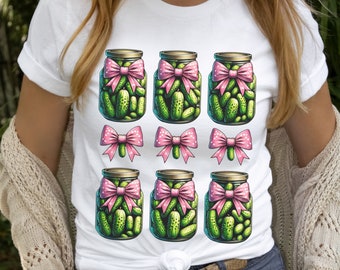 Coquette Pickles Shirt for Women, Pickle Lover Birthday Shirt, Cute Pickle Crewneck Tshirt, Homemade Pickle T-Shirt, Girl Pickle Jar Tee